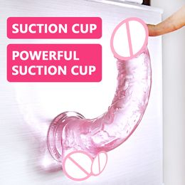 Realistic Jelly Big Dildo Cock for Women Fake Dick Penis with Suction Anal Massage Butt Plug sexy Toys Men Adult supplies