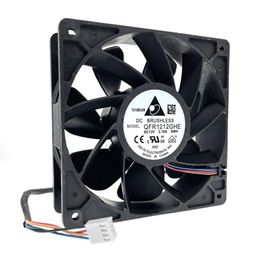 Fans & Coolings Original Delta QFR1212GHE High Speed GPU Miner Mining Cooling Fan 120X120X38mm DC 12V 6000RPM Dual Ball Bearing PWM 4PFans C