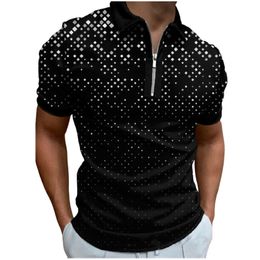 Summer Fashion 3D Print Golf Polos T-shirt For Men Slim Fit Zipper Lapel Short Sleeve Casual Fitting Polos Tshirts AL674672078187