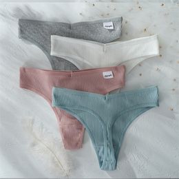 3 Pcs Lots Underwear Women Lingerie Feminina Panties Solid Colour Breathable T back Female Sexy Comfortable V Waist G String 220511