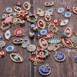 Charms 10PCS/Bag Demon Eye Pendant Earrings Accessories Colourful Alloy Drop Glue Charm For Jewellery DIY Bracelet Necklace AccessoriesCharms