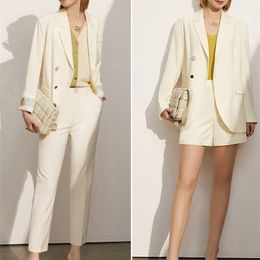 Amii Minimalism Spring Summer Women Suit Sold Separately Offical Lady Lapel Solid Blazer Pants Female Shorts 12140122 220315
