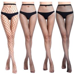 Socks & Hosiery Black Female Fishnet Tights Sexy Women Stockings Pantyhose Mesh Club Party In Grids Calcetines Collant FemmeSocks
