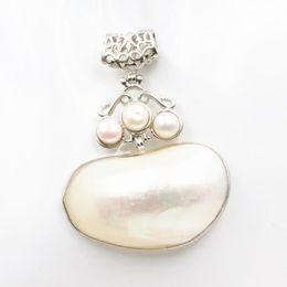 Pendant Necklaces Charms White Natural Shell Of Mother Pearl For Women 44x47mm Elegant Pendants Pearls Crafts DIY Jewelry Findings A107Penda