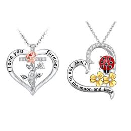 Pendant Necklaces Woman Jewellery Heart White Necklace Love Flower Cross Vows Fashion Wedding Memorial Gift NecklacePendant