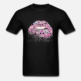 Men's T-Shirts Men Funny T Shirt Fashion Tshirt Pink Sugar Skull Lips Women T-shirtMen's