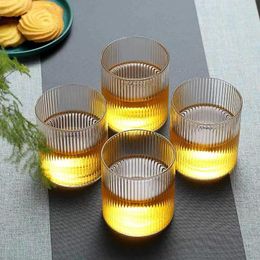 Wine Glasses Japanese Vertical Striped Heat-Resistant Glass Transparent Water Cup Home Net Celebrity Drinking Juice GlassesWine