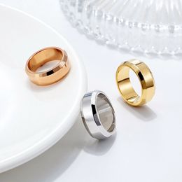 Europe America Fashion Style Rings Men Lady Women Titanium steel Engraved Full V Letter 18K Gold Plated Bevel Edge Lovers Ring