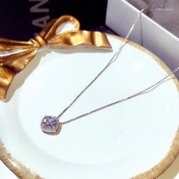 Pendant Necklaces 2022Korea Fashion Simple SquarShape Necklace For Women Engagement Wedding Birthday Female Wholesale Bridesmaid Gift
