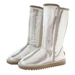 Boots Shiny Leather Women Long Warm Plush Winter Snow Platform Zipper Casual Fluffy Anti-slip Botas Mujer Anti-cold Shoes 220811