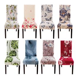 Spandex Chair Cover Stretch Home Dining Elastic Floral Print Covers Multifunctional Cloth Universal Size 220513