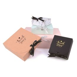 5pcs black white kraft paper gift event party supplies packaging wedding birthday packing box support custom 220706