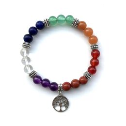 Natural Crystal Stone Beaded Bracelet life Tree Bracelets Yoga Power Stone Creative Gift