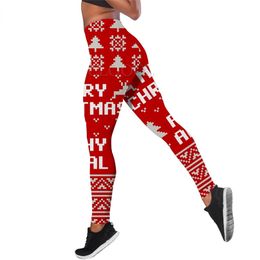 Women Leggings Merry Christmas Printed High Waist Elasticity Legging Female for Outdoor Street Casual Jogging Pants W220616