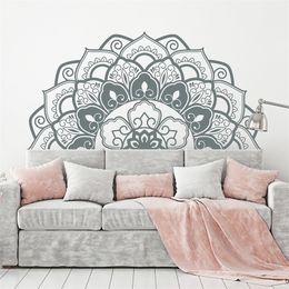 Fashion Mandala Wall Decals Art Half Headboard Home Decor Vinyl Bohemian Stickers Bedroom Yoga Studio LC1193 Y200103