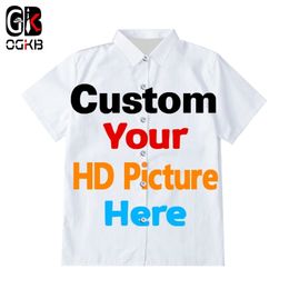 OGKB 3D Print Men Woman Diy Custom Design Button Shirts Hip Hop Hawaiian Shirt Factory Wholesalers And Drop 220704