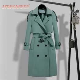 Spring Autumn Windbreaker Women's Korean Version Waist Slim Highend Atmospheric Ladies' Long Trench Coat for Women Clothes 220812