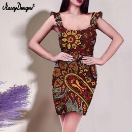 Noisydesigns Women Dresses Lady 3XL 4XL Golden Europe And America Floral Printed Girls Maxi Party Ropa Vestido 220627