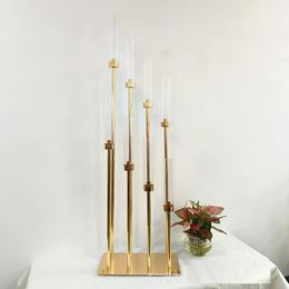 decoration Metal Candle Holder Candlestick Flower Vase Wedding Table Centrepiece Candelabra Pillar Stand Road Lead Party Decor imake326