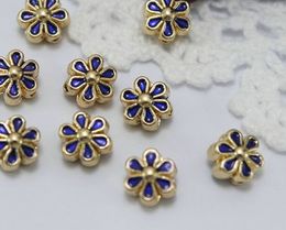 Tibetan Silver flower spacer Oil dripping gilt torus Loose Bead Beads Connectors for DIY Jewellery Making bracelet fg4s