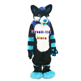 Fursuit Long-haired Husky Dog Fox Wolf Mascot Costume Fur Cartoon Character Doll Halloween Party Cartoon Set Shoe #306