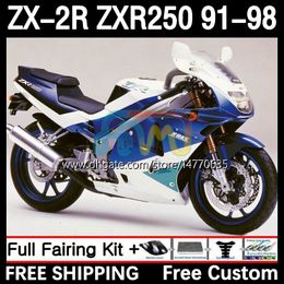 Body For KAWASAKI NINJA ZX2R ZXR250 ZX 2R 2 R R250 ZXR 250 89-98 9DH.68 ZX-2R ZXR-250 91 92 93 94 95 96 97 98 ZX-R250 1991 1992 1993 1994 1995 1996 1997 1998 Fairing blue white