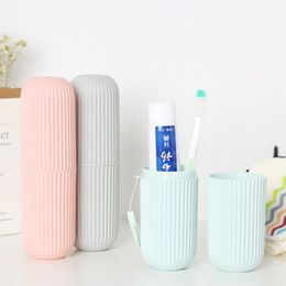 Toothbrush Storage Case Cup for Travelling Round Plastic Box Oral Portable Toothpaste Holder Household Organiser