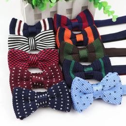 Bow Ties Kid Neck Tuxedo Knitted Bowtie Children Tie Thick One Deck Pre Tied Adjustable Knitting Casual TiesBow