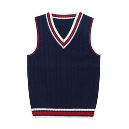 Clothing Sets Kids Boys Knitted Vest Stripes Crochet Pullover Jumper Sweater Knitwear Top For Autumn Casual Wear School UniformClothing