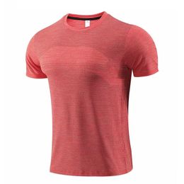 LL703S Men Outdoor Shirts New Fiess Gym Football Soccer Mesh Back Sports Quick-dry T-shirt Skinny Male