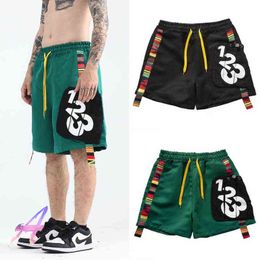 Men's Shorts Street Hip-hop RRR123 Printed String Label Stitching Shorts 1 1high Quality Loose Casual Overalls Short Pants T220825