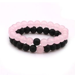 2pcs/set Natural Stone Handmade Strands Beaded Bracelets For Men Women Lover Energy Charm Party Valentine's Day Jewellery