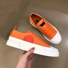 tennis sneakers Canada - Man Hand Painted Two Tone Canvas Sneaker Designers Tennis Shoes Mens Leisure Trainer Multicolor White Orange Flat Laces Rubber Sole Party Fa ONUS