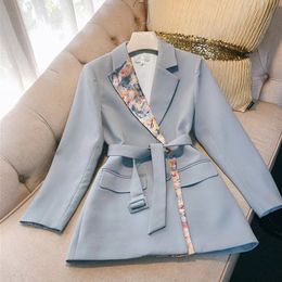 T103 Women's Suits & Blazers Long Sleeve Stitching Print Design Trendy Ladies Suit Office Queen Blazer 2022 Spring Autumn