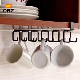 ORZ Kitchen Storage Rack Cupboard Hanging Hook Shelf Cup Dish Hanger Chest Bathroom Holder Organiser Y200429