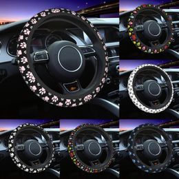 Steering Wheel Covers Pretty Pattern Of Pink Animal Universal Dog Lover Protector Fit For Car AccessoriesSteeringSteering