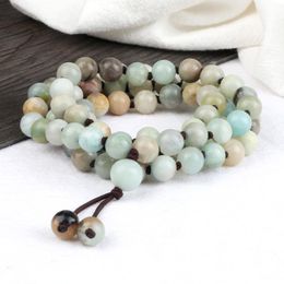 Beaded, Strands Charm 8MM Amazonite Stone Multilayer Bracelet Women 80 Beads Elastic Necklace Natural Energy Healing Bangles Jewellery Gift Fr