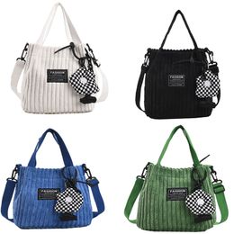 DHL30pcs Stuff Sacks Women Plush Plain Stripes Bucket Shaped Travel Handbag Mix Colour