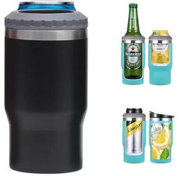 UPS 4 in 1 14oz Coffee Cups Tumbler Stainless Steel Tumblers 12oz Slim Cold Beer Bottle Can Cooler Holder Double Wall Vacuum Insulated Drink Mug Bottles With Two lid