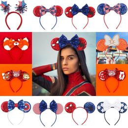 Hair Accessories Festival July 4th Independence Day Sequins Bow Mouse Ears Headband Kids DIY Women Party HairbandsHair