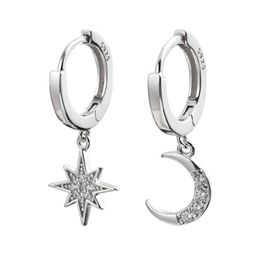 Gold Silver Moon and Star Jewelry Irregular Charm Earrings For Women New Fashion Korean Stud Earring