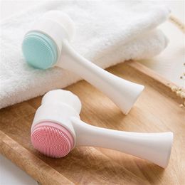 face wash brushes UK - Cleaning Tools 3D Double Sided Face Wash Brush Soft Hair Silicone3051249U