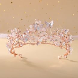 Bridal Crown Pearl Rhinestone Tiara Butterfly Hairband Wedding Hair Accessories Princess Crown Bride Tiaras