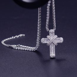 Pendant Necklaces Classic Cubic Zirconia Cross Necklace For Men Women Fashion Gold Silver Colour CZ Tennis Chain Hip Hop Gifts