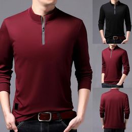 Ethnic Clothing Thicken Warm Bottoming Shirt Half Zip Pullover Fashion T Shirts For Men Trends Tops Long Sleeve Tshirts ClothesEthnic