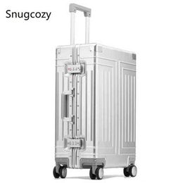 Snugcozy High Quality Rolling Luggage AluminumMagnesium Boarding Perfect For Spinner Brand Travel Suitcase J220708 J220708