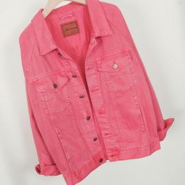 Women's Jackets Pink Vintage Batwing Sleeve Jeans Women Student Short Denim Jacket Korean Casual Loose Jean Coat Female OuterwearWomen's