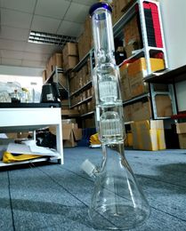 18 inch Thick Glass Water Bong Hookahs with Double Tree Arm Perc Straight Type Smoking Pipes with Female 18mm Joint
