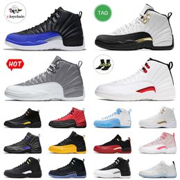 ovo 12 shoes Canada - Newest 2022 Mens Womens Jumpman 12 Stealth Basketball Shoes With Socks Royal Blue Black Taxi OVO White University Gold Blue FIBA Off Twist Jordens Sneakers 36-47