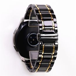 20mm 22mm Luxury Ceramic Steel Black Strap For Galaxy Watch4 S3 Amazfit Gts Watch Band Bracelet Wristband Belt 220624